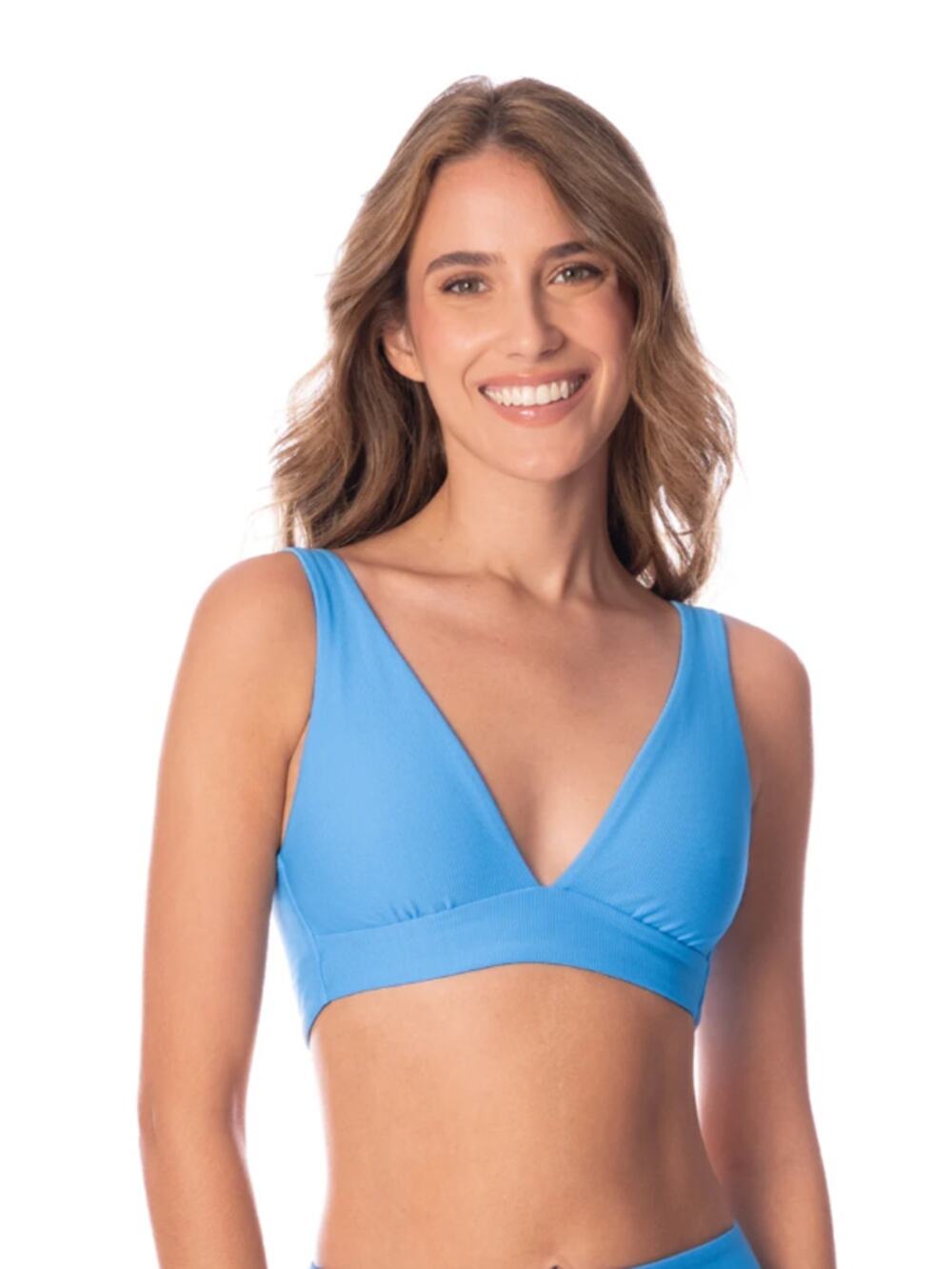 MAAJI Women's Long Line Triangle Bikini Top Medium Allure Blue Lace Up Back NWT